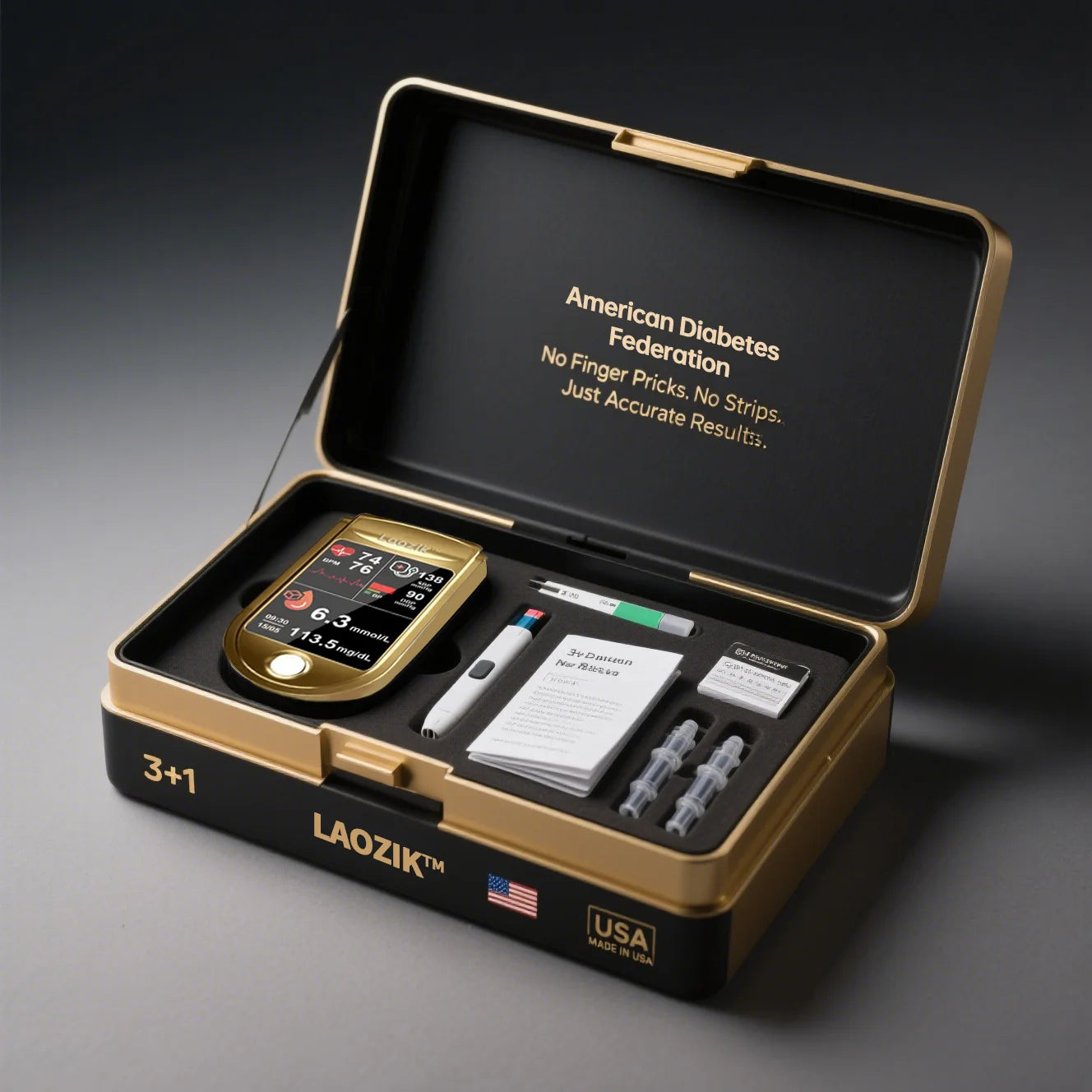 🩸Health America Subsidized Product | LaozikTM Professional 12in1 Glucose & Vital Signs Monitor-Painless, Fast, Precise& FDA-Backed(Made in California, USA)