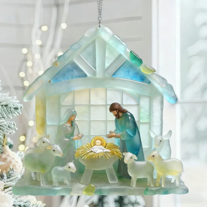 🏆Last Day 50% OFF🌊Christmas scene Jesus Sea glass pendant
