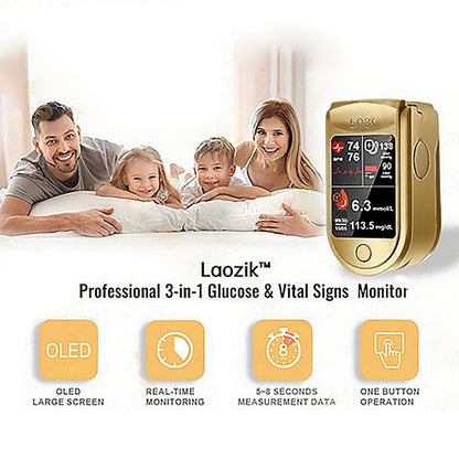 🩸Health America Subsidized Product | LaozikTM Professional 12in1 Glucose & Vital Signs Monitor-Painless, Fast, Precise& FDA-Backed(Made in California, USA)