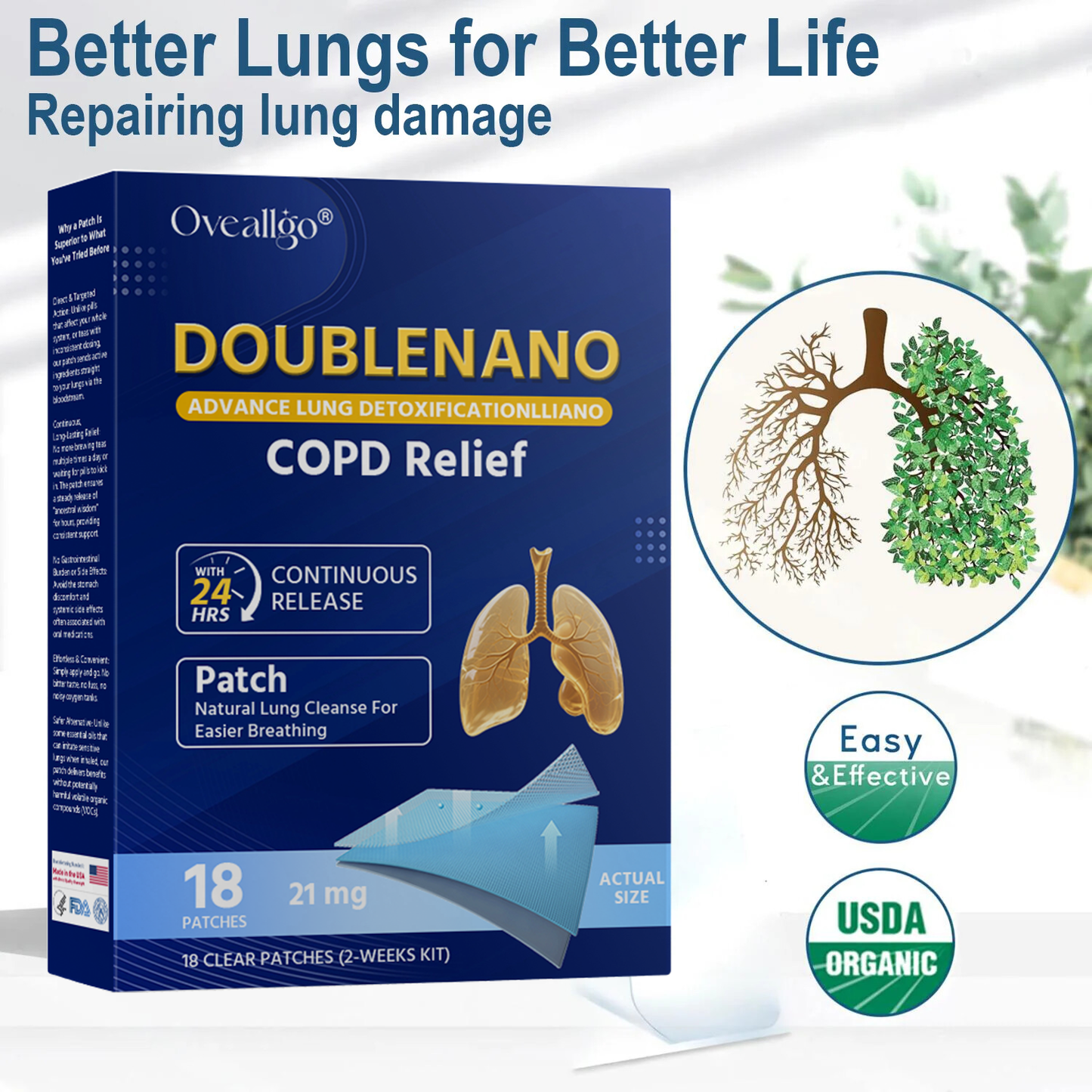 FDA Approved Oveallgo® DoubleNano COPD Relief Patch (💝 Cough, wheezing, shortness of breath, sputum, stuffy nose, bronchitis, bronchitis, allergy symptoms, lung discomfort🫁)