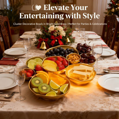 🍽️ Cluster Decorative Bowls – Bright Gold Iron Appetizer Serving Tray