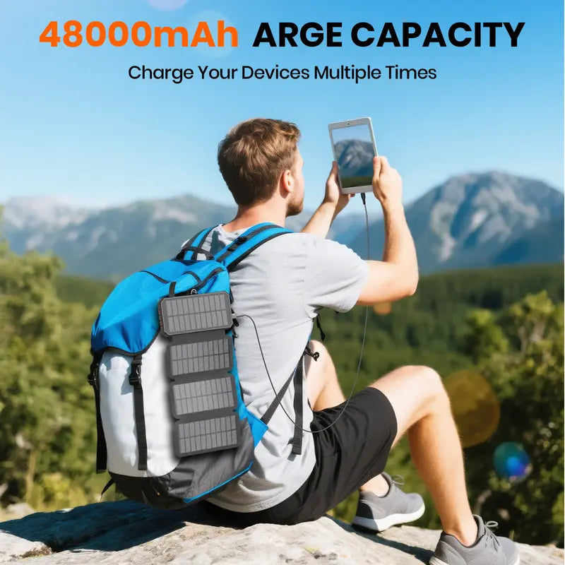 Solar Charger: 7 Outputs + Wireless Fast Charge for All Devices