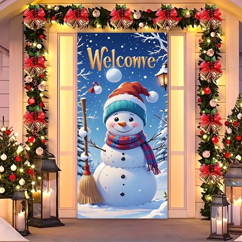 🎉🎉Happy Christmas Door Banner(35.4x70.8in)