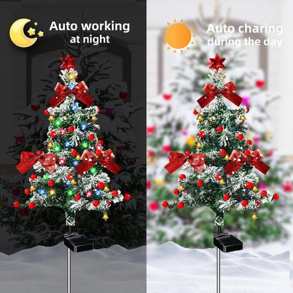 🎄Solar-powered cedar tree lamp, in-ground decorative light for courtyards, gardens, and lawns🎄
