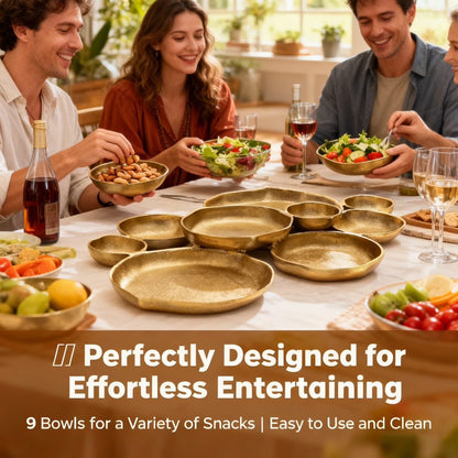 🍽️ Cluster Decorative Bowls – Bright Gold Iron Appetizer Serving Tray