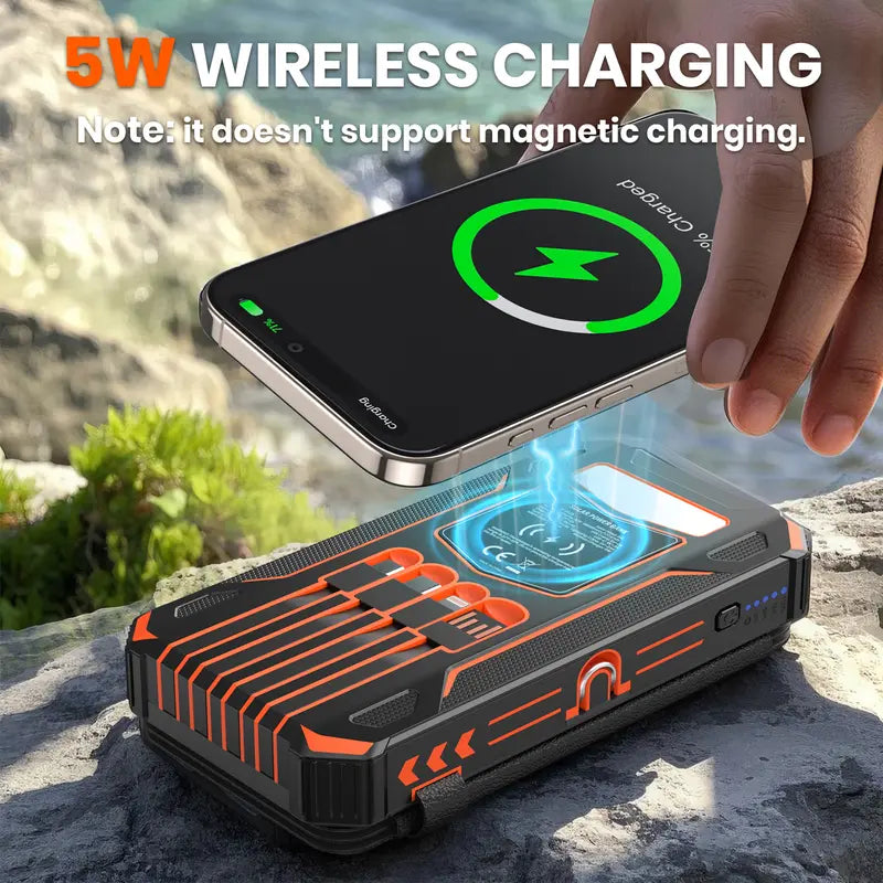 Solar Charger: 7 Outputs + Wireless Fast Charge for All Devices