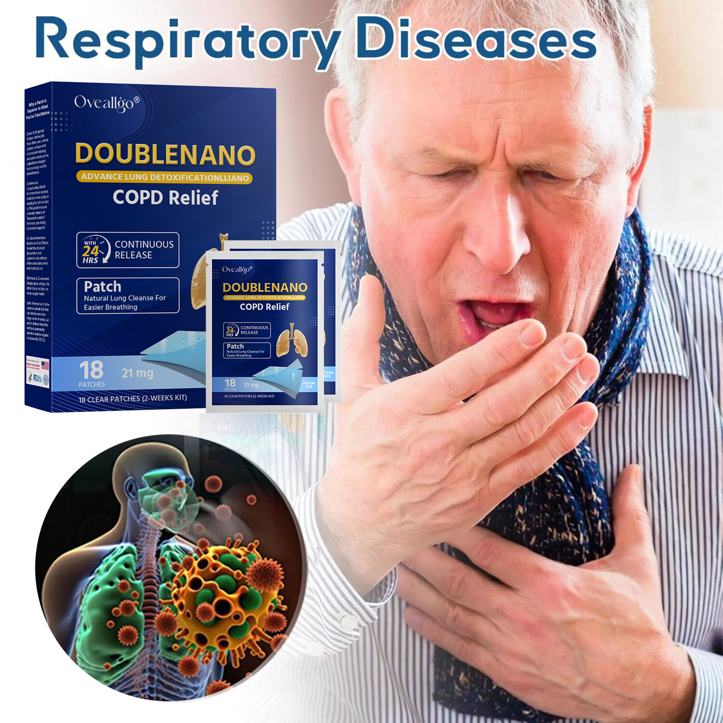 FDA Approved Oveallgo® DoubleNano COPD Relief Patch (💝 Cough, wheezing, shortness of breath, sputum, stuffy nose, bronchitis, bronchitis, allergy symptoms, lung discomfort🫁)