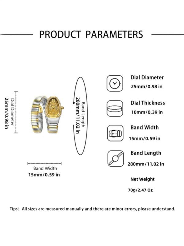 Gold Rhinestone Snake Watch - Women's Elegant Gift Accessory