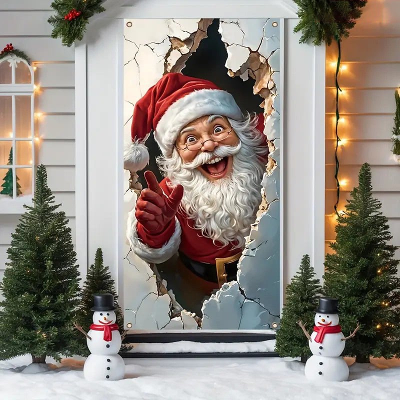 🎉🎉Happy Christmas Door Banner(35.4x70.8in)
