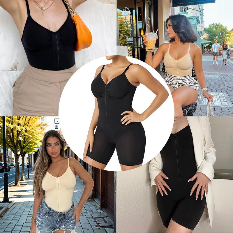 Tummy Control Bodysuit — Zip-Up, Stretch & Breathable Shapewear