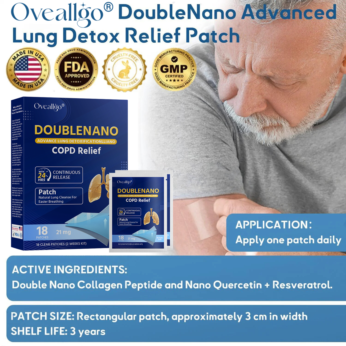 FDA Approved Oveallgo® DoubleNano COPD Relief Patch (💝 Cough, wheezing, shortness of breath, sputum, stuffy nose, bronchitis, bronchitis, allergy symptoms, lung discomfort🫁)