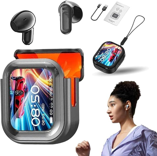 AI Translator Earbuds with Smart Display