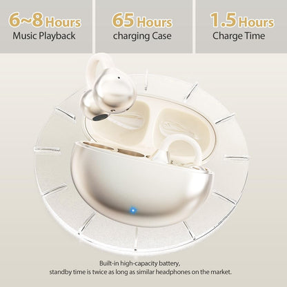 Clip-On Open Ear Wireless Earbuds | Bluetooth 5.4 AI Translation Headphones