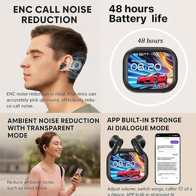 AI Translator Earbuds with Smart Display