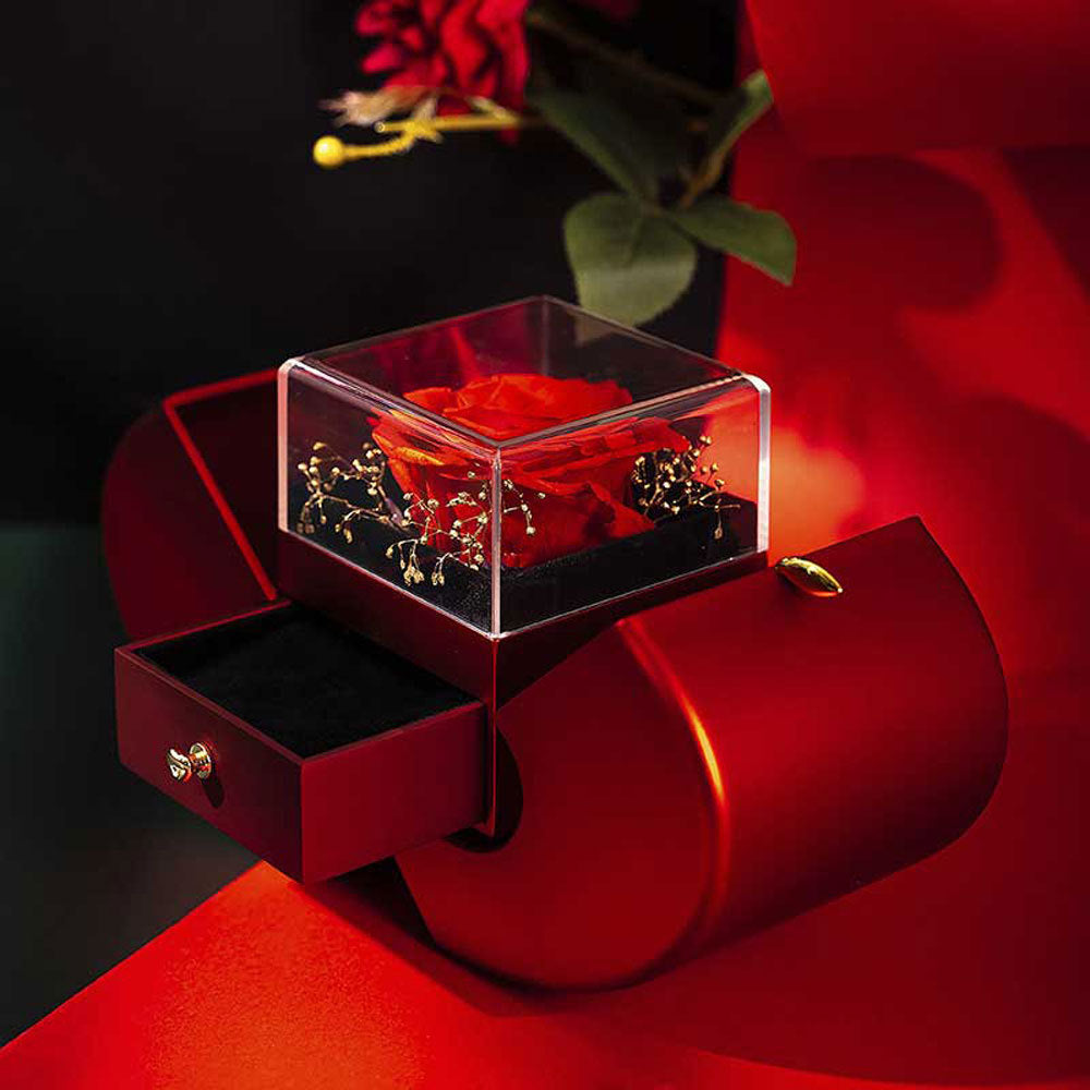 Forever Rose - Heart Box - With Message