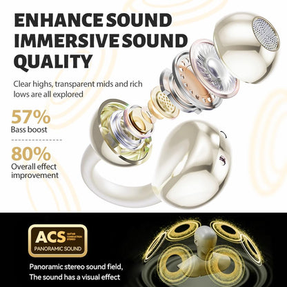 Clip-On Open Ear Wireless Earbuds | Bluetooth 5.4 AI Translation Headphones