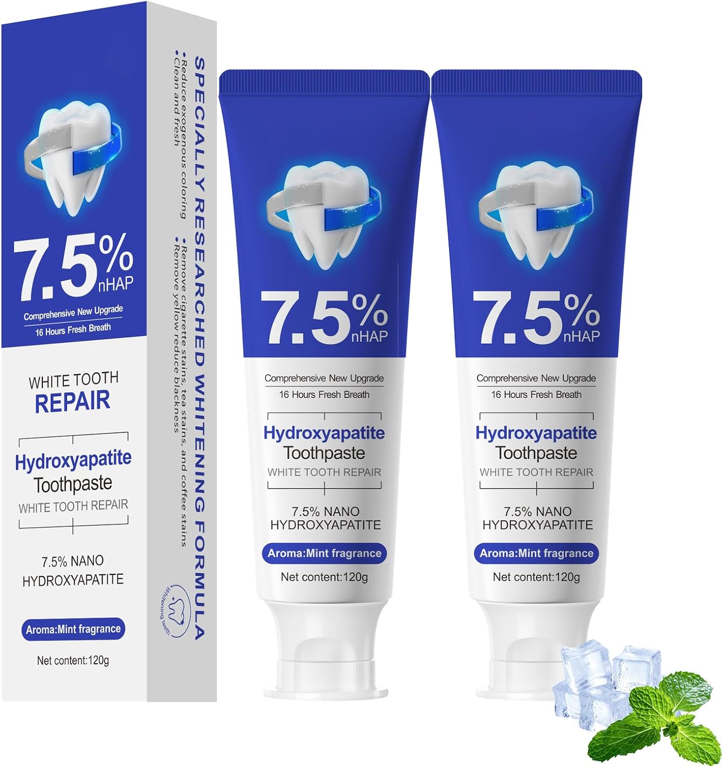 Hydroxyapatite Toothpaste - Fluoride-Free Nano Hydroxyapatite Toothpaste | Enamel Repair | Breath Freshening