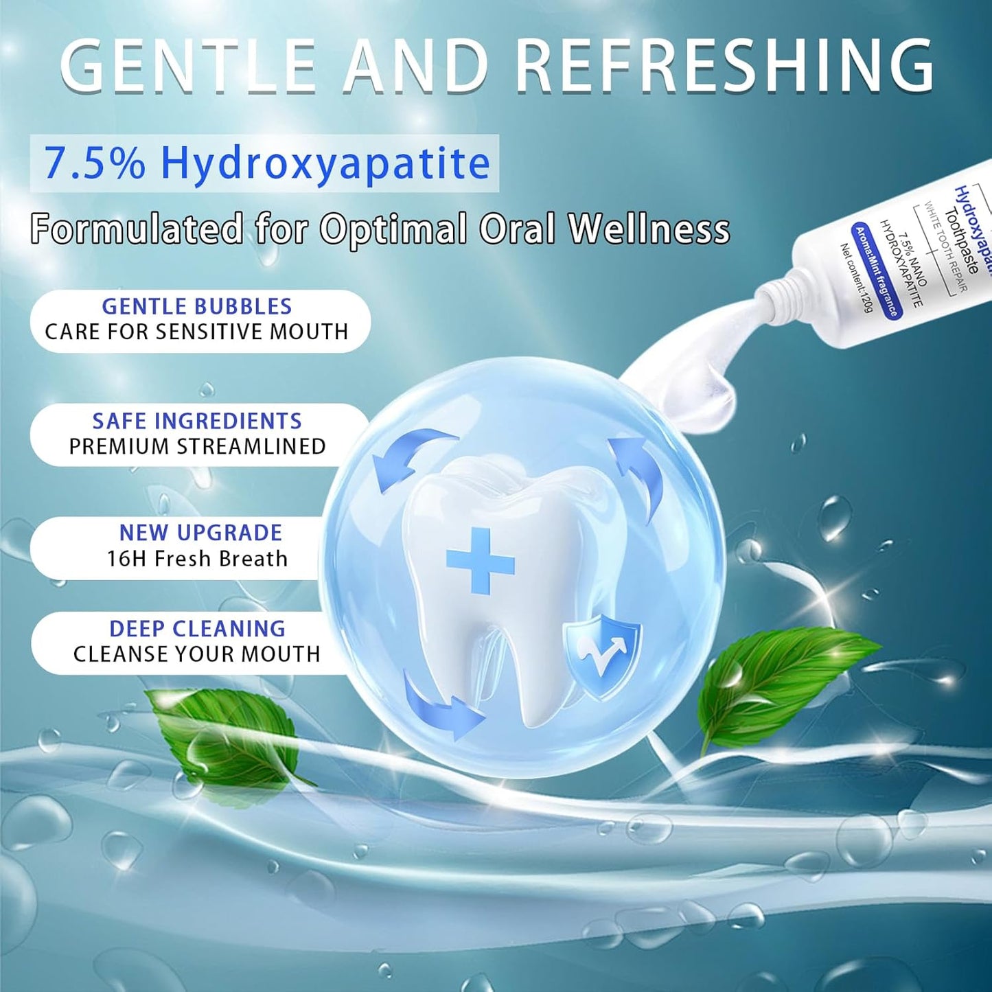 Hydroxyapatite Toothpaste - Fluoride-Free Nano Hydroxyapatite Toothpaste | Enamel Repair | Breath Freshening