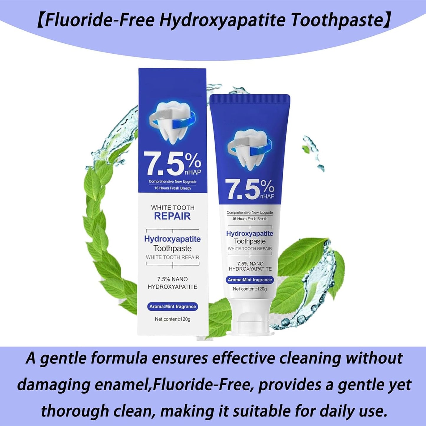 Hydroxyapatite Toothpaste - Fluoride-Free Nano Hydroxyapatite Toothpaste | Enamel Repair | Breath Freshening