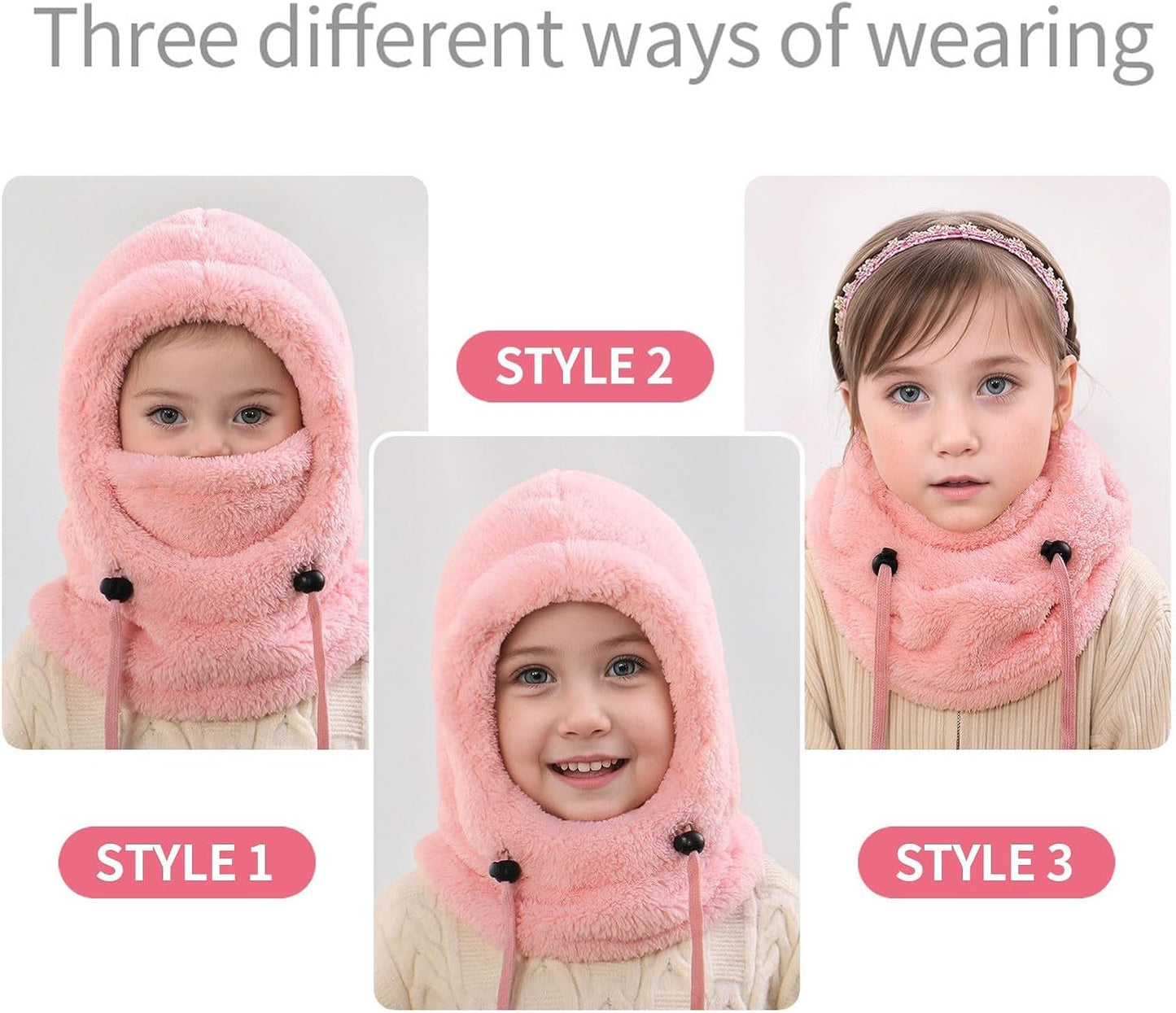 Adjustable Kids Fleece Ski Mask | Windproof Warm Hat