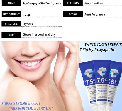 Hydroxyapatite Toothpaste - Fluoride-Free Nano Hydroxyapatite Toothpaste | Enamel Repair | Breath Freshening