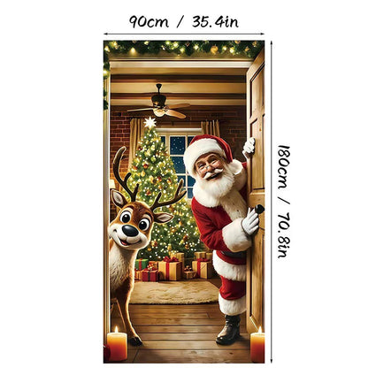 🎉🎉Happy Christmas Door Banner(35.4x70.8in)