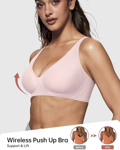 Seamless Deep V Push-Up Wireless Bra