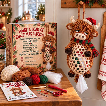 ⏳ Last Day 49% OFF – 🧶 Beginner-Friendly Christmas Crochet Bag Holder DIY Kit | 4 Festive Designs with Yarn, Tools & Guide Included 🎄