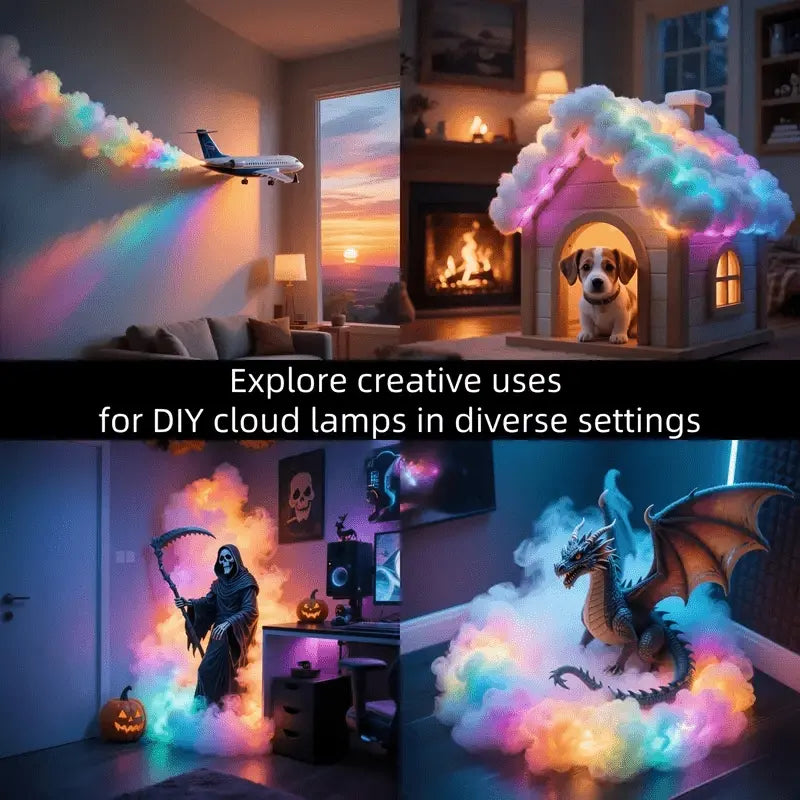 LED Cloud Light with Music Rhythm, DIY Thundercloud Night Light for Bedroom & Gaming Room - USB Powered, Vibrant Glow