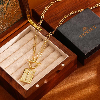 ✝️Today Only 49% Off - Durable Unisex Cross Pendant Paperclip Chain Necklace