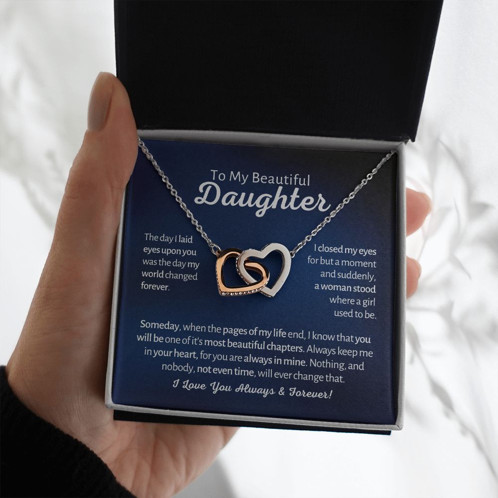 My Beautiful Daughter - A Woman Stood - Interlocked Hearts Design 1