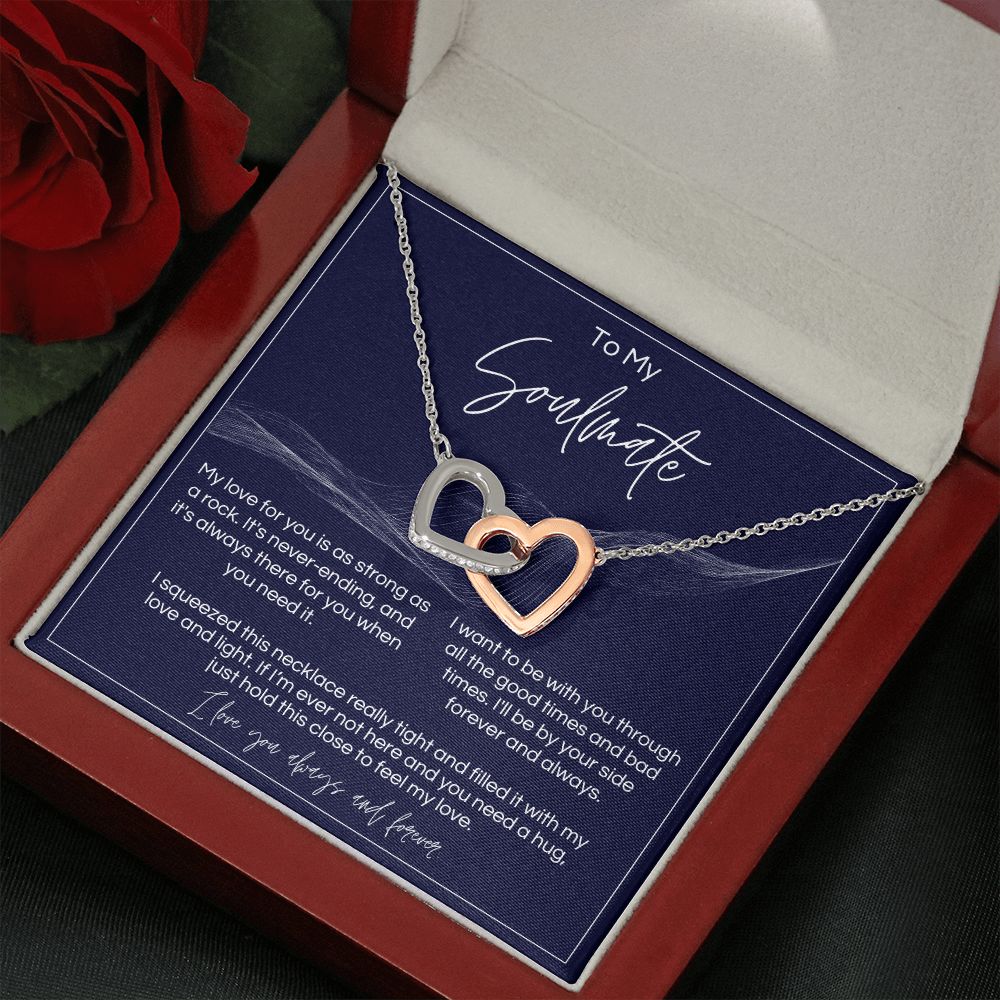 To My Soulmate - Strong As A Rock - Interlocked Hearts - Dark Card