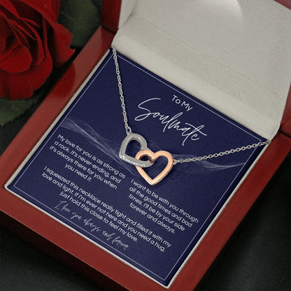 To My Soulmate - Strong As A Rock - Interlocked Hearts - Dark Card