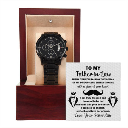 Father-in-Law - Thank You For - Metal Chronograph Watch