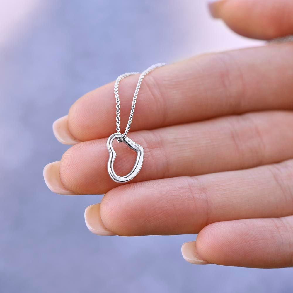 To My Soulmate - Strong As A Rock - Delicate Heart Necklace