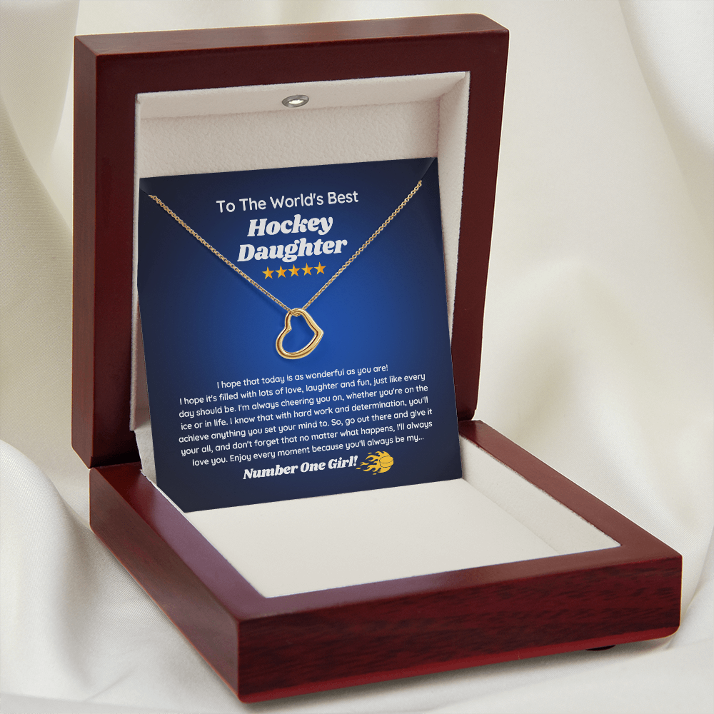 To The World's Best Hockey Daughter - Delicate Heart Necklace