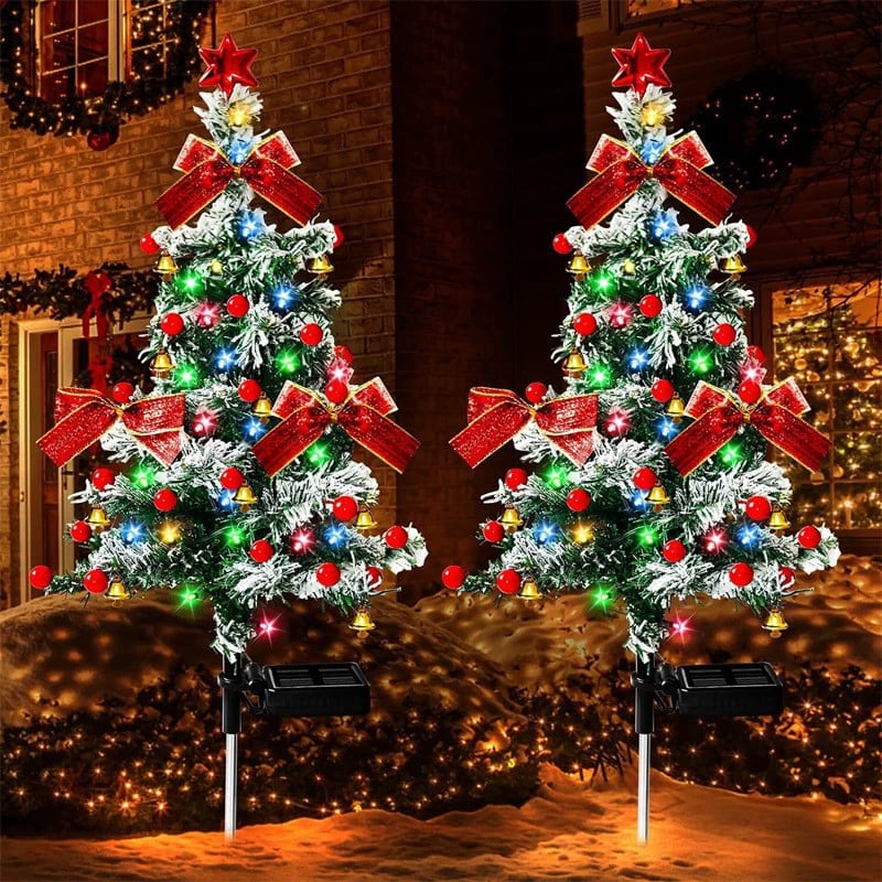 🎄Solar-powered cedar tree lamp, in-ground decorative light for courtyards, gardens, and lawns🎄