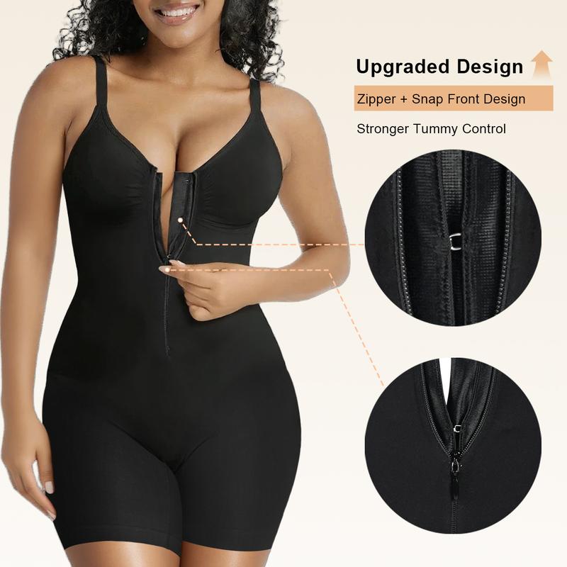 Tummy Control Bodysuit — Zip-Up, Stretch & Breathable Shapewear