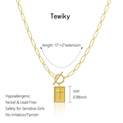 ✝️Today Only 49% Off - Durable Unisex Cross Pendant Paperclip Chain Necklace