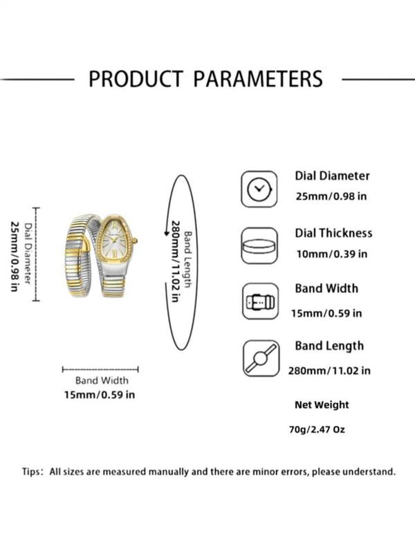 Gold Rhinestone Snake Watch - Women's Elegant Gift Accessory