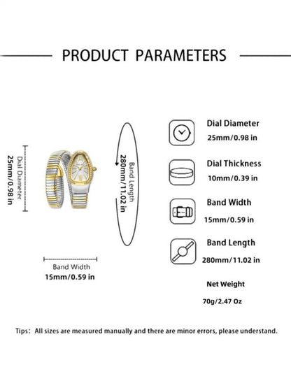 Gold Rhinestone Snake Watch - Women's Elegant Gift Accessory