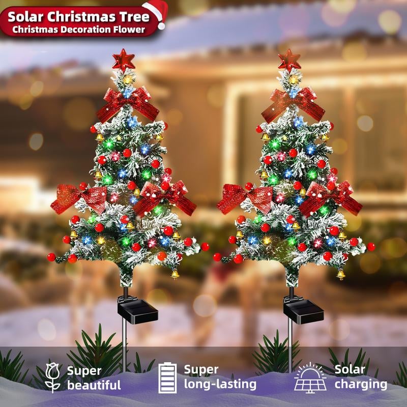 🎄Solar-powered cedar tree lamp, in-ground decorative light for courtyards, gardens, and lawns🎄
