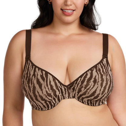 Zebra Wild Breathable Unlined Plus Size Soft Women Bra