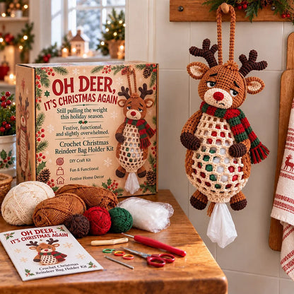 ⏳ Last Day 49% OFF – 🧶 Beginner-Friendly Christmas Crochet Bag Holder DIY Kit | 4 Festive Designs with Yarn, Tools & Guide Included 🎄