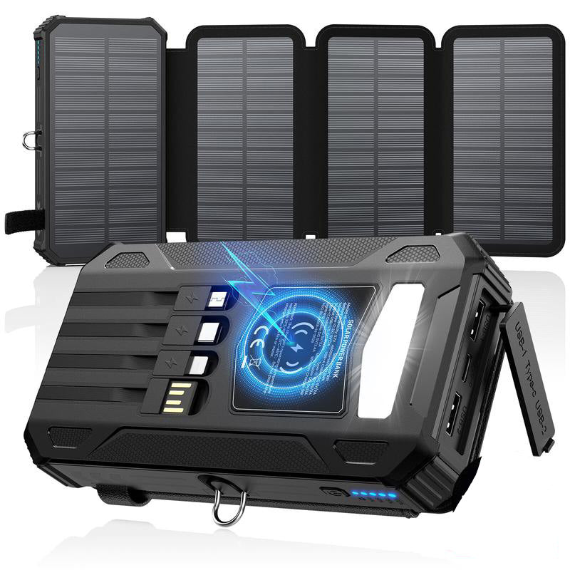 Solar Charger: 7 Outputs + Wireless Fast Charge for All Devices