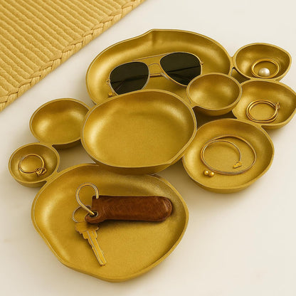 🍽️ Cluster Decorative Bowls – Bright Gold Iron Appetizer Serving Tray