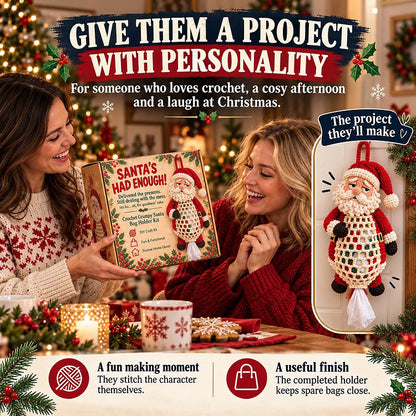 ⏳ Last Day 49% OFF – 🧶 Beginner-Friendly Christmas Crochet Bag Holder DIY Kit | 4 Festive Designs with Yarn, Tools & Guide Included 🎄