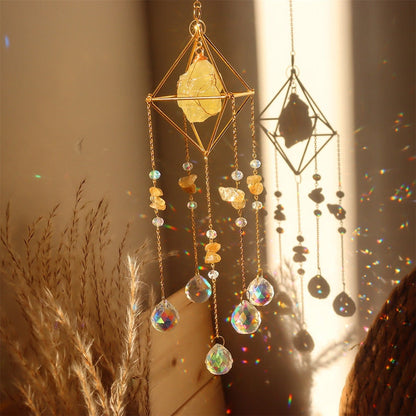 Crystal Prism Wind Chime Sun Catcher - Handmade Hanging Ornament for Garden Window Home Outdoor