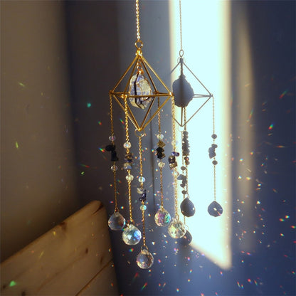 Crystal Prism Wind Chime Sun Catcher - Handmade Hanging Ornament for Garden Window Home Outdoor
