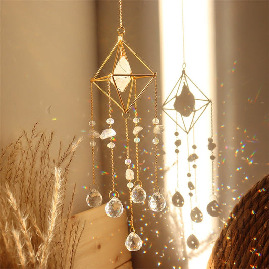Crystal Prism Wind Chime Sun Catcher - Handmade Hanging Ornament for Garden Window Home Outdoor